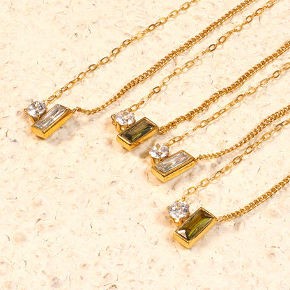 Olive Green Crystal Necklace For Women