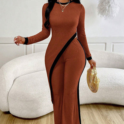 2 Piece Outfit Sexy Asymmetrical Hem Long Sleeve