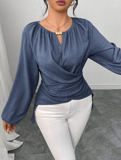 Woven Asymmetrical Tie Top