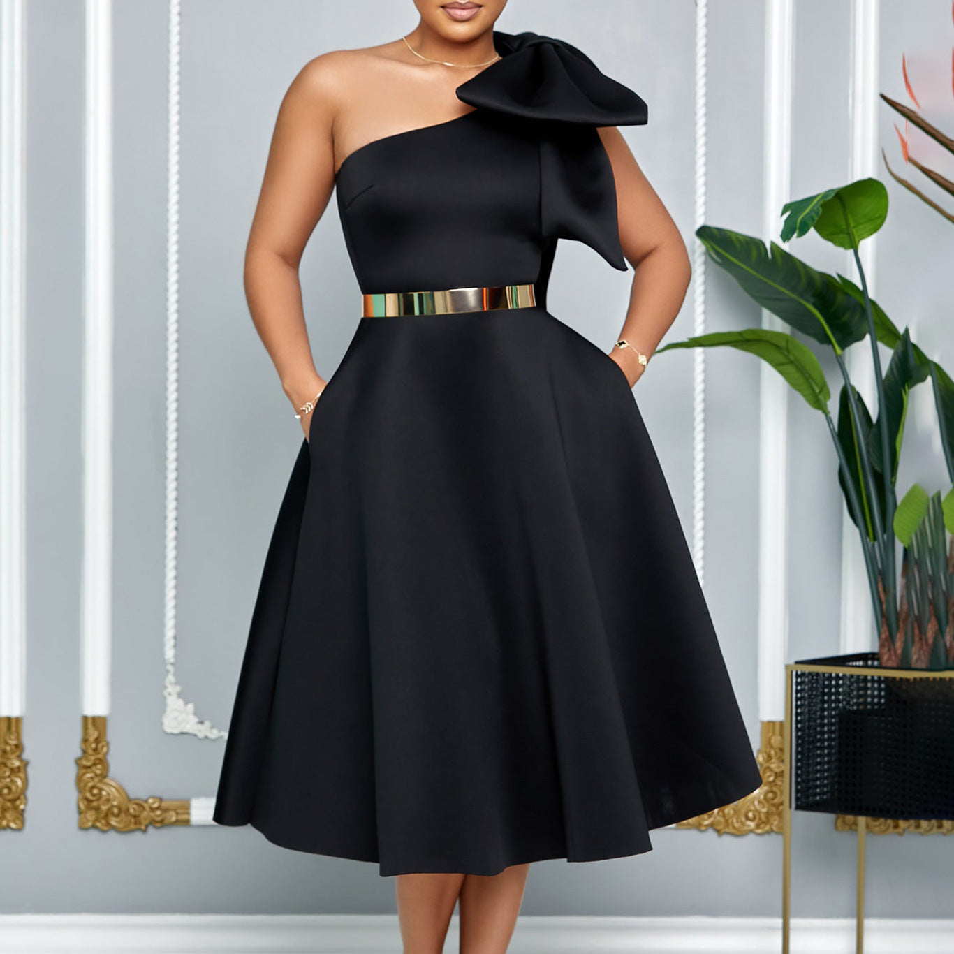 Solid-Color Sexy Evening Gown For Women