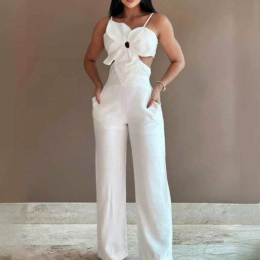 Flower Design Sling One-piece Trousers