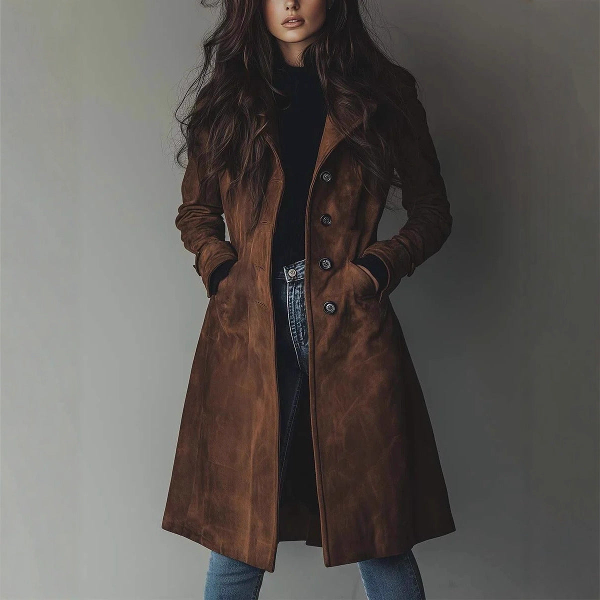 Womens Western Style Long Trench Coat