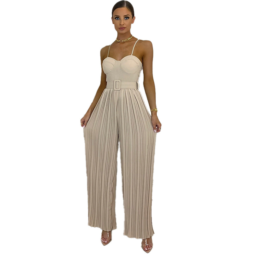 Women's Solid Color Wide Leg Jumpsuit