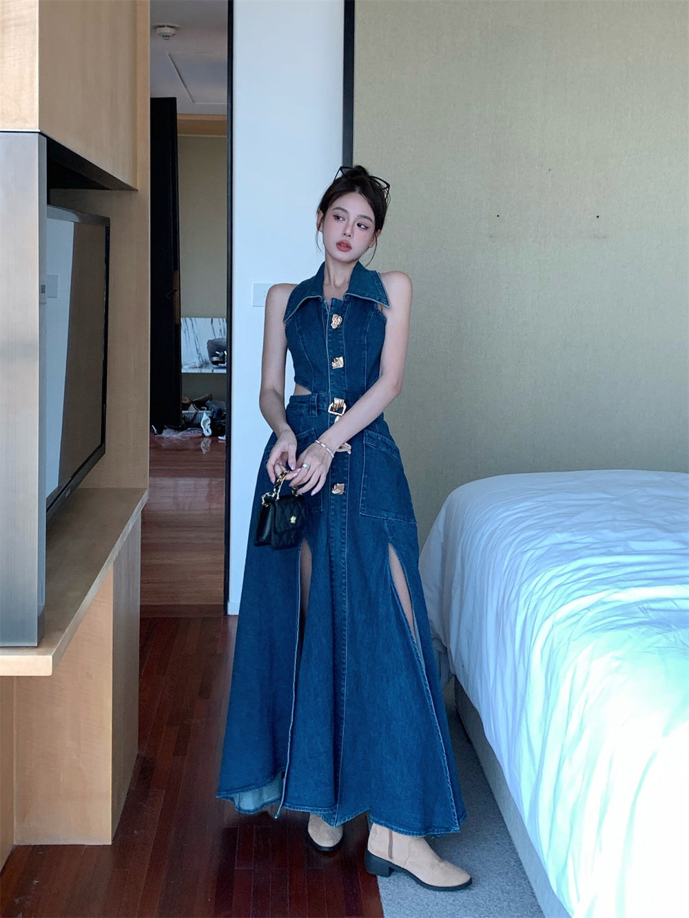 Sleeveless Denim Summer Dress