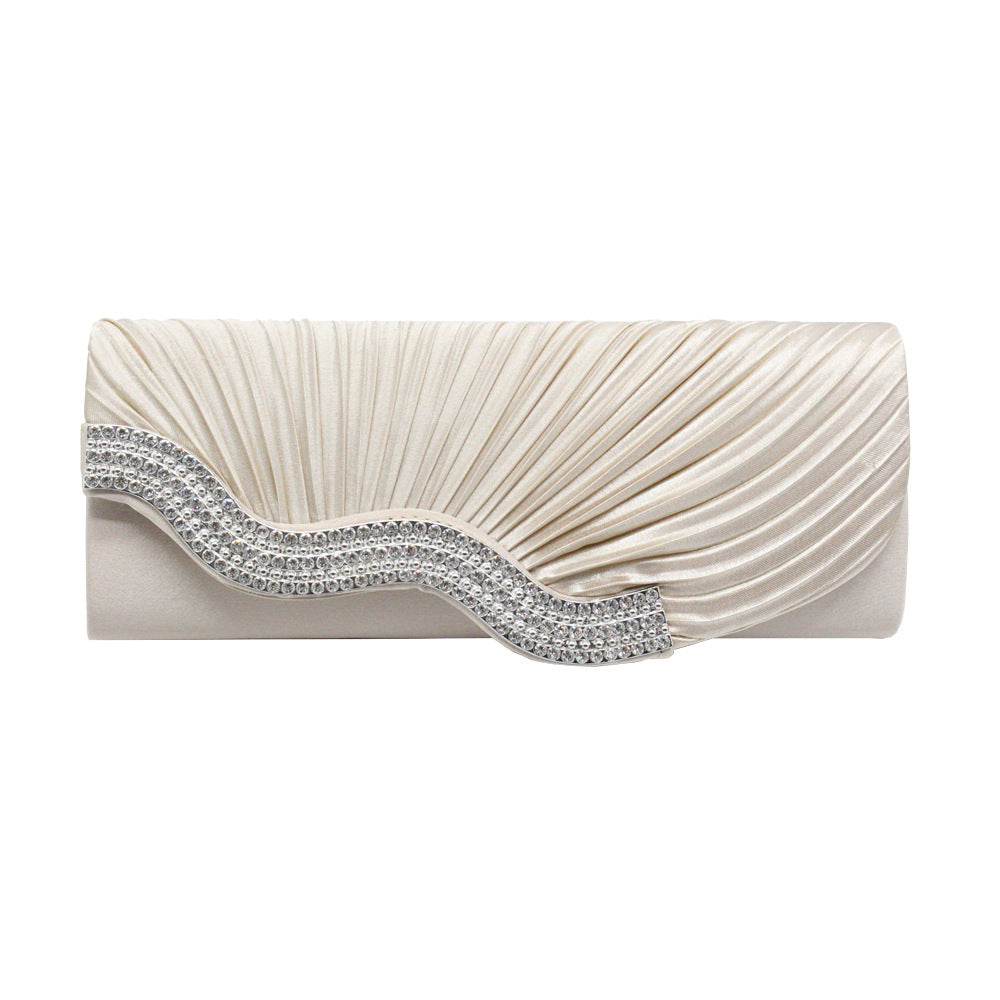 Rhinestone Pleated Clutch