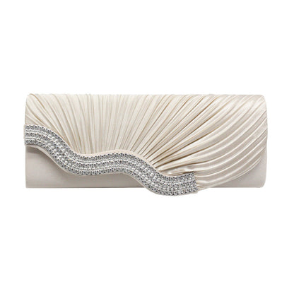Rhinestone Pleated Clutch