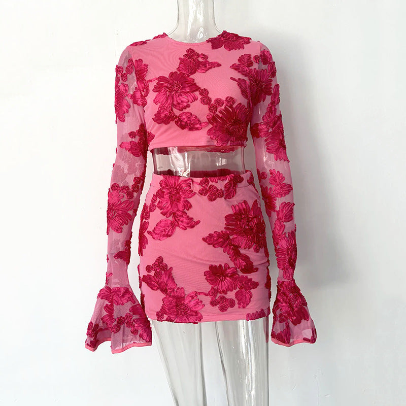 Embroidered Backless Skirt Set