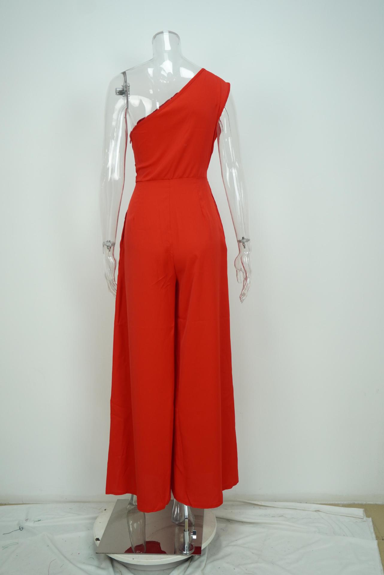 Solid Color Straight-leg Pants Strapless Lace-up Jumpsuit
