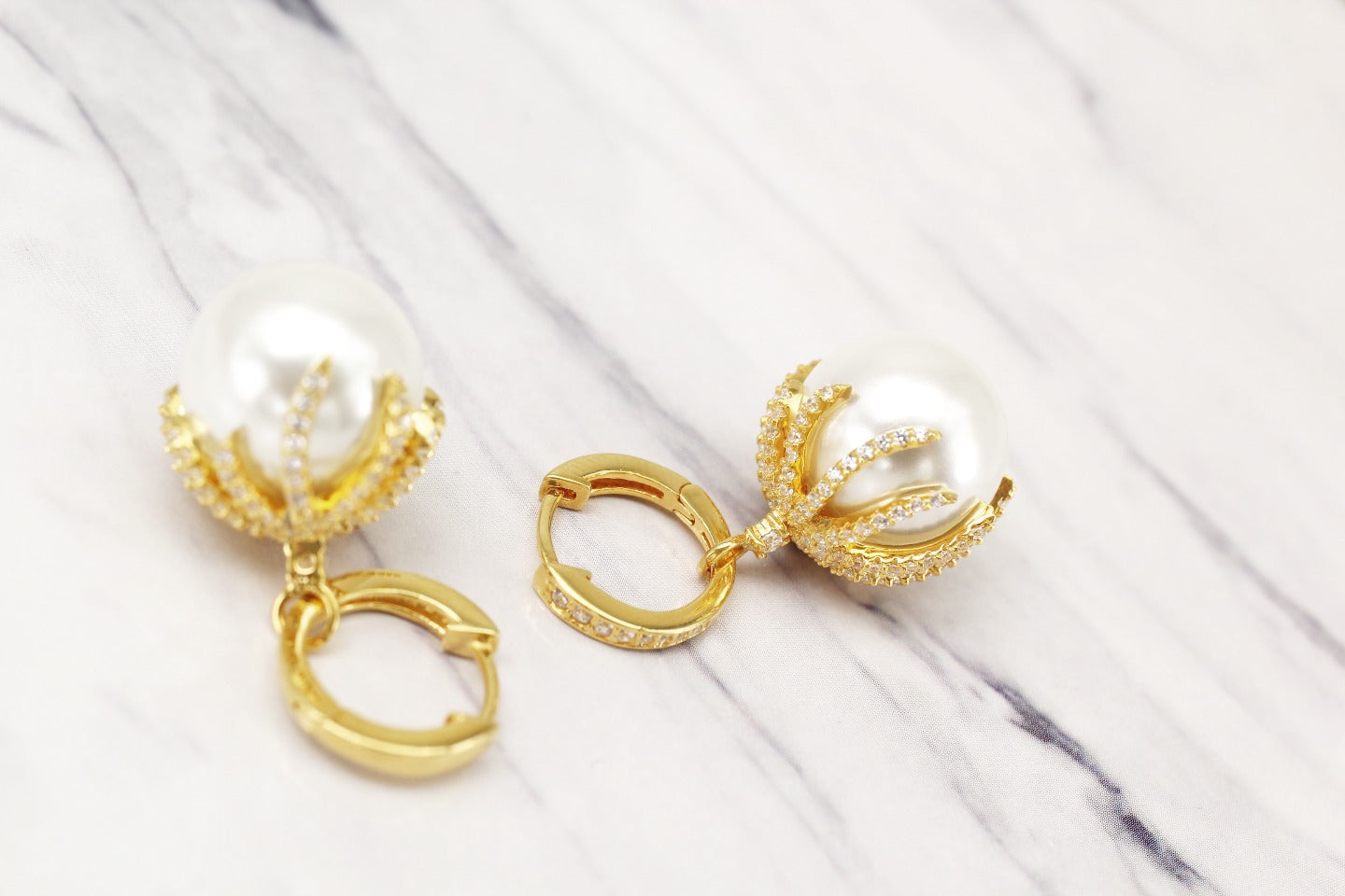 925 White Fritillaria Earrings