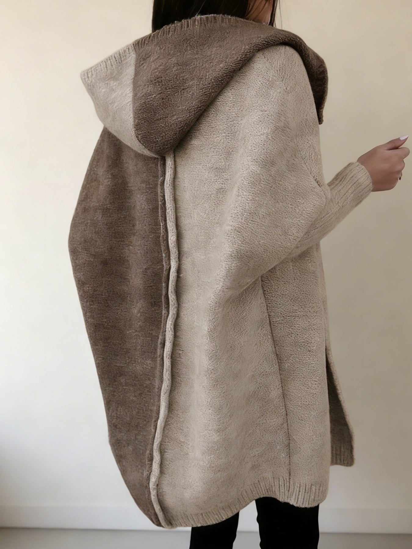 Color-Block Hooded Cardigan