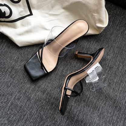 Square Toe Transparent Sandals