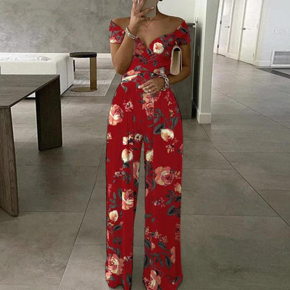 Off Shoulder Printed Jumpsuit