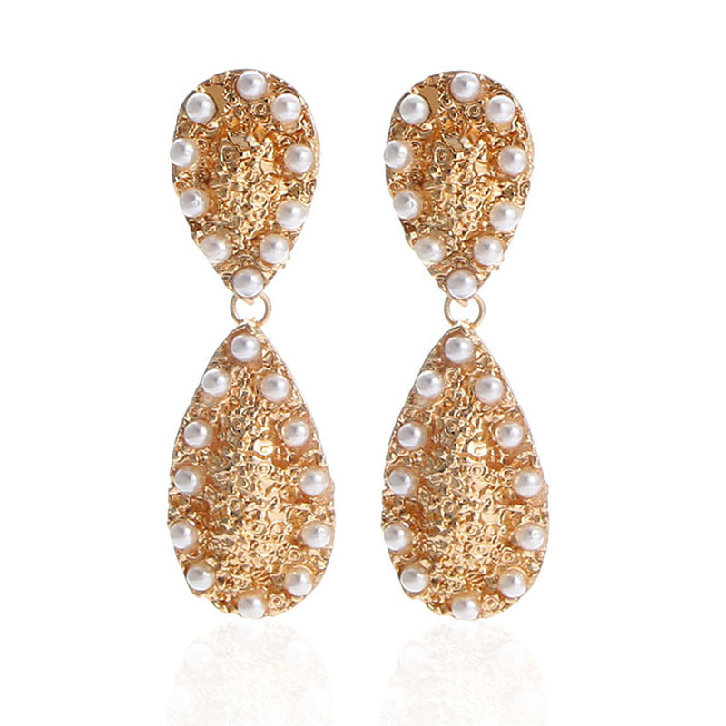 Geometric Pearl Drop Earrings