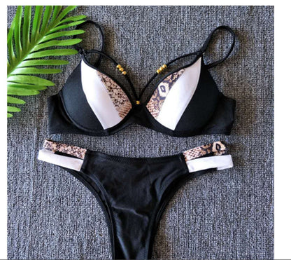Snake Print Split Bikini