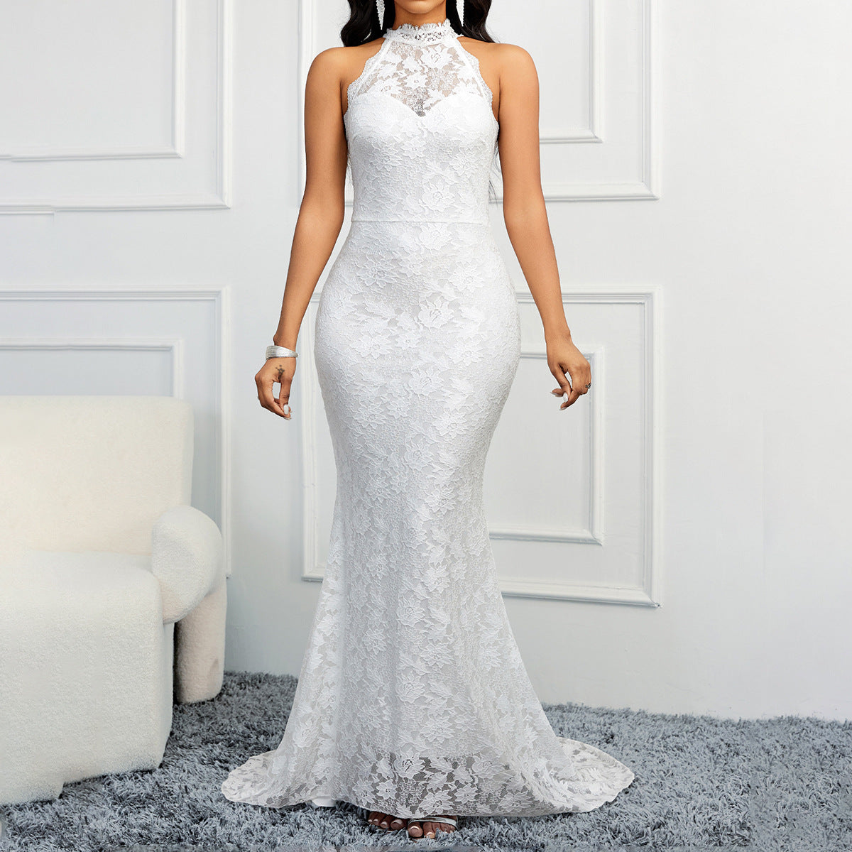 Solid Color Trailing Dress