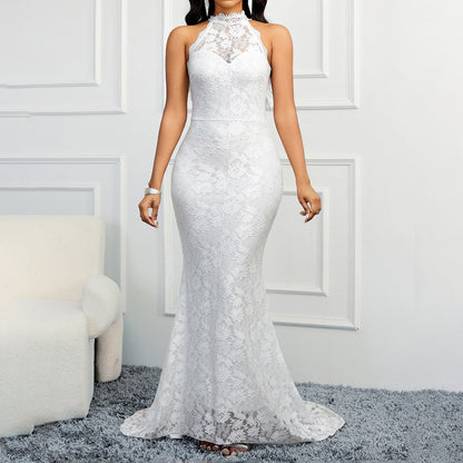 Solid Color Trailing Dress