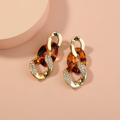 Leopard Resin Diamond Stud Earrings