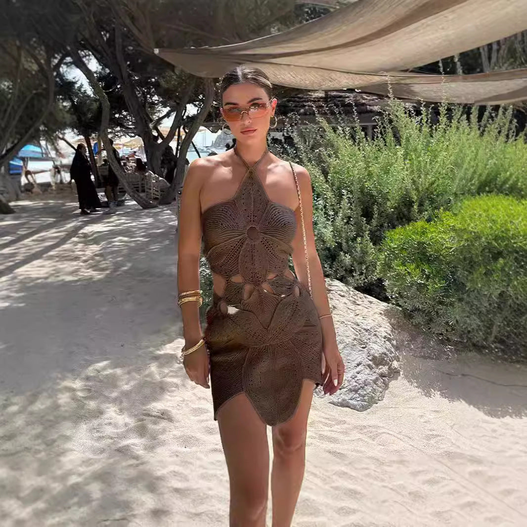 Halter Asymmetric Hollow Dress