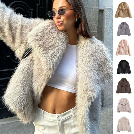 Warm Thicken Fluffy Lapel Jacket Outwear