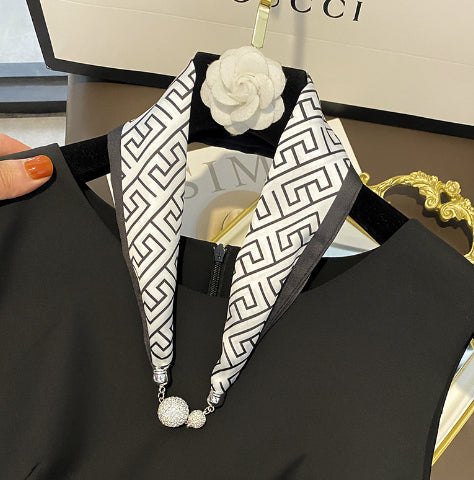 Silk Scarf Pearl Necklace