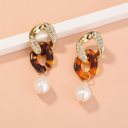 Leopard Pearl Drop Earrings