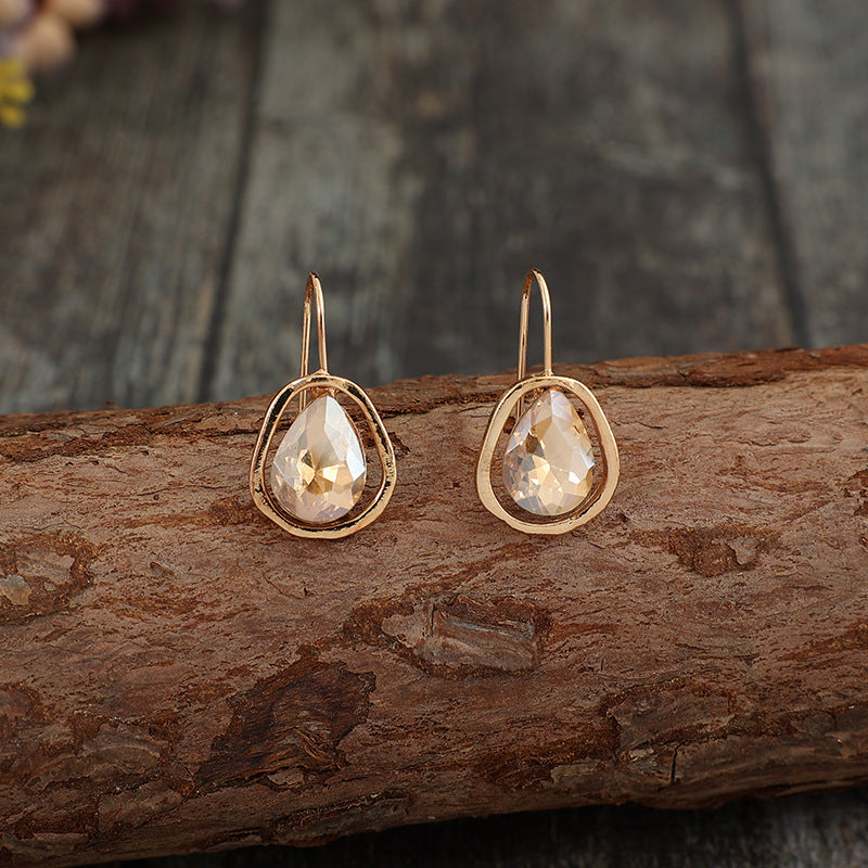 Light-luxury Alloy Earrings With Gemstone