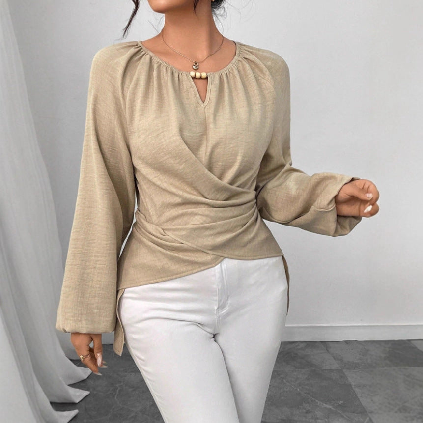 Woven Asymmetrical Tie Top