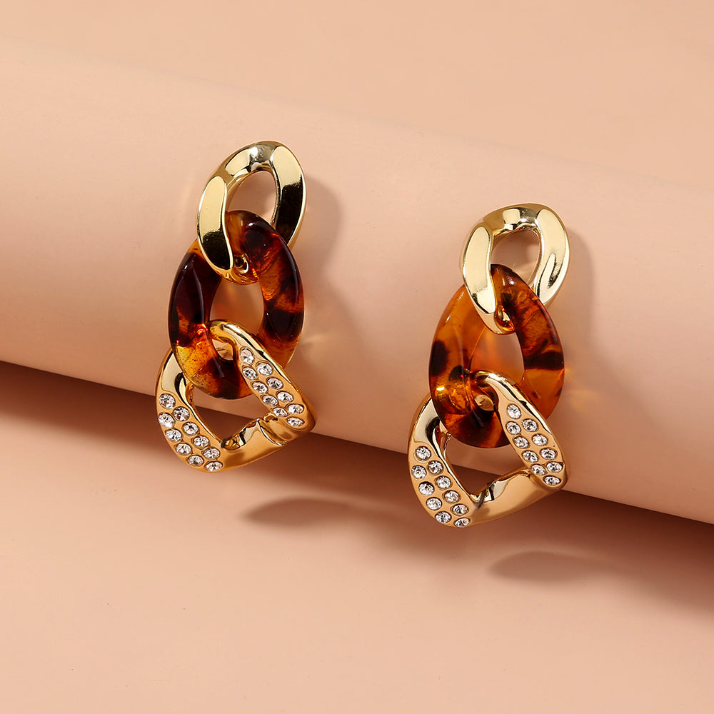 Leopard Resin Diamond Stud Earrings