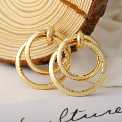 Double Circle Punk Earrings