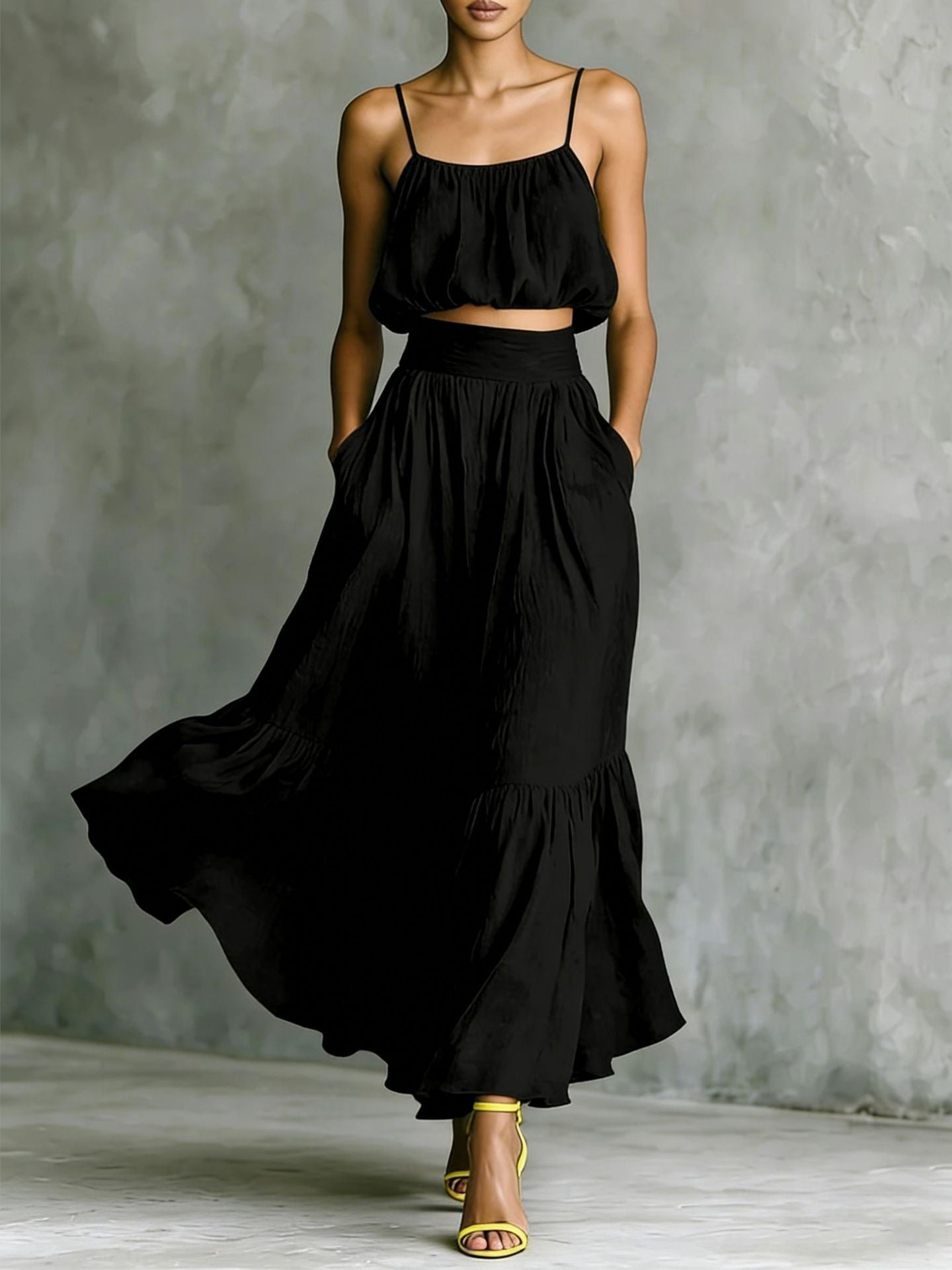 High-Waist Flared Skirt Set
