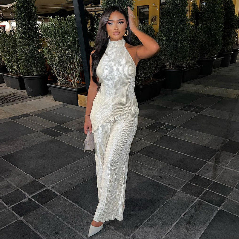 New Fashion Casual Loose Solid Color Two-piece Set