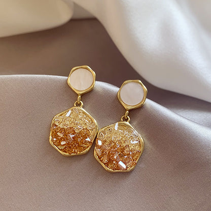 Brown Gradient Crystal Stud Earrings