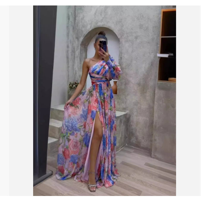 Floral Print Split Maxi Dress
