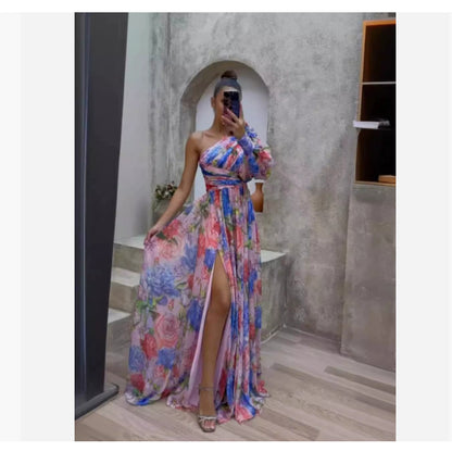 Floral Print Split Maxi Dress