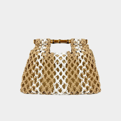 Handwoven Bamboo Handle Square Bag