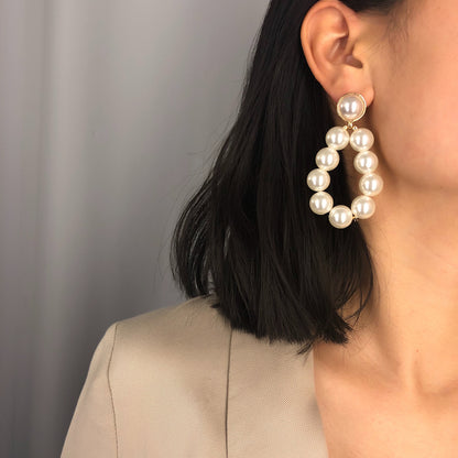 Geometric Pearl Stud Earrings