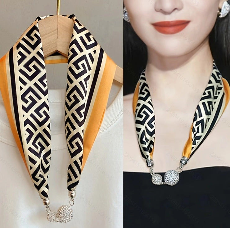 Silk Scarf Pearl Necklace