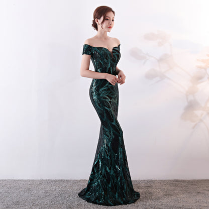 Fishtail Sequined Evening Dress