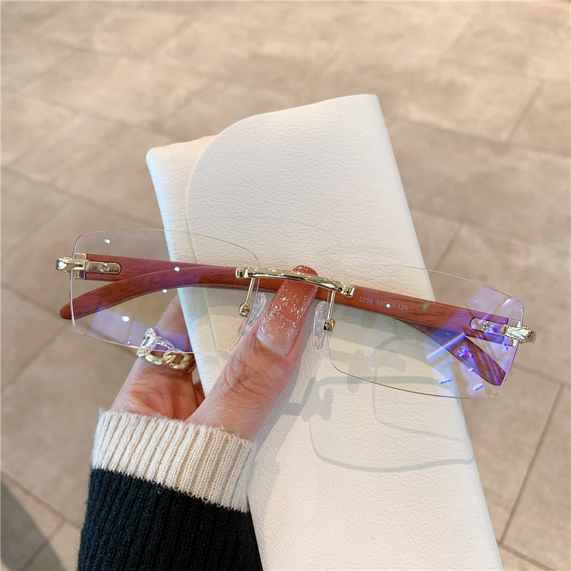 Frameless Wood Grain Sunglasses
