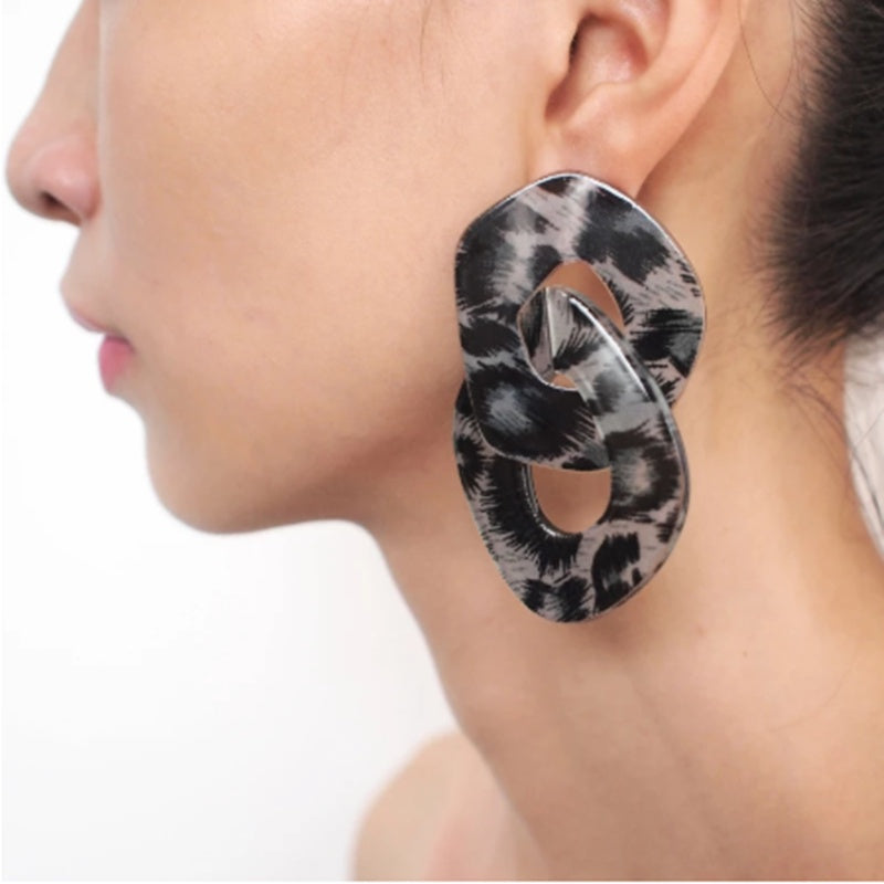 Leopard Print Two-piece Temperament Earrings