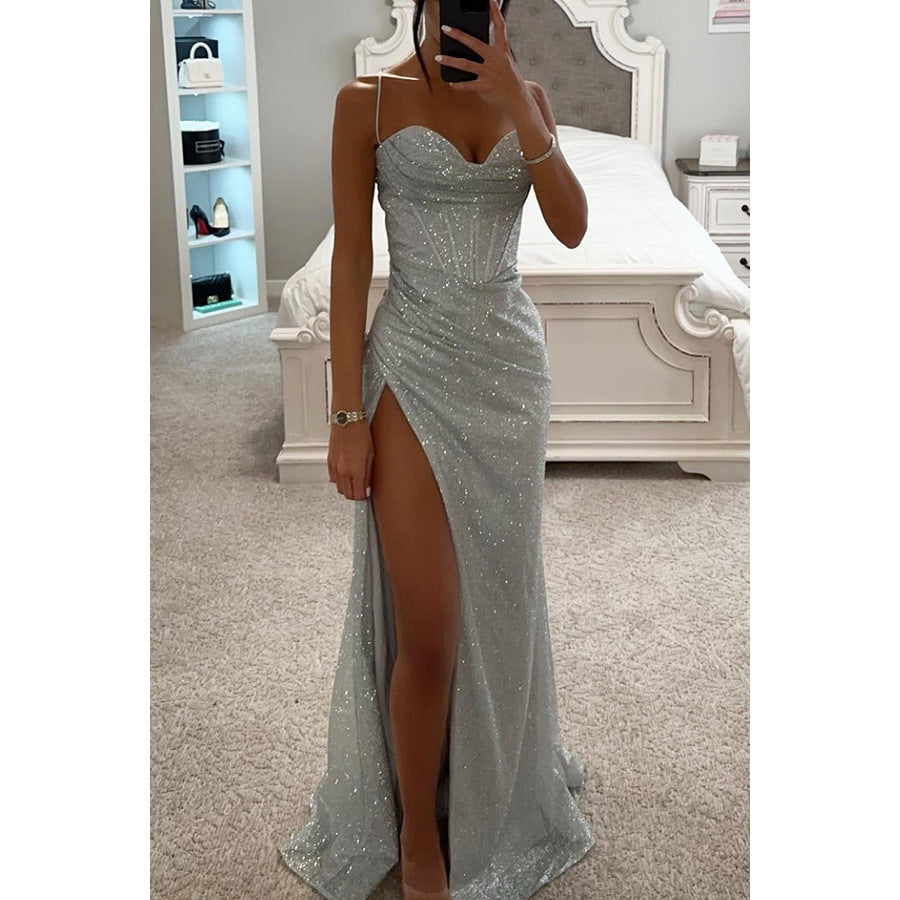 Fashion Evening Party Slim V-neck Long Dresses