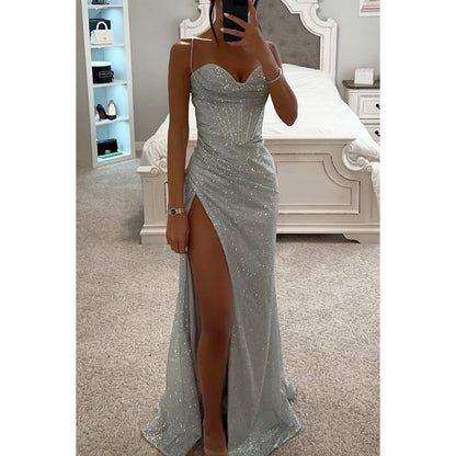 Fashion Evening Party Slim V-neck Long Dresses