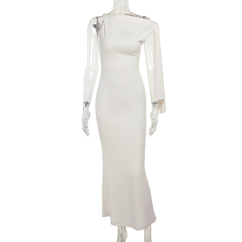 One Shoulder Ribbon Dress