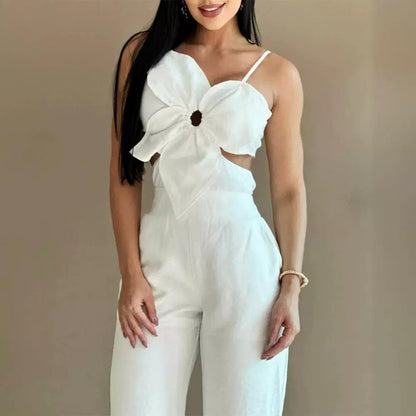 Flower Design Sling One-piece Trousers