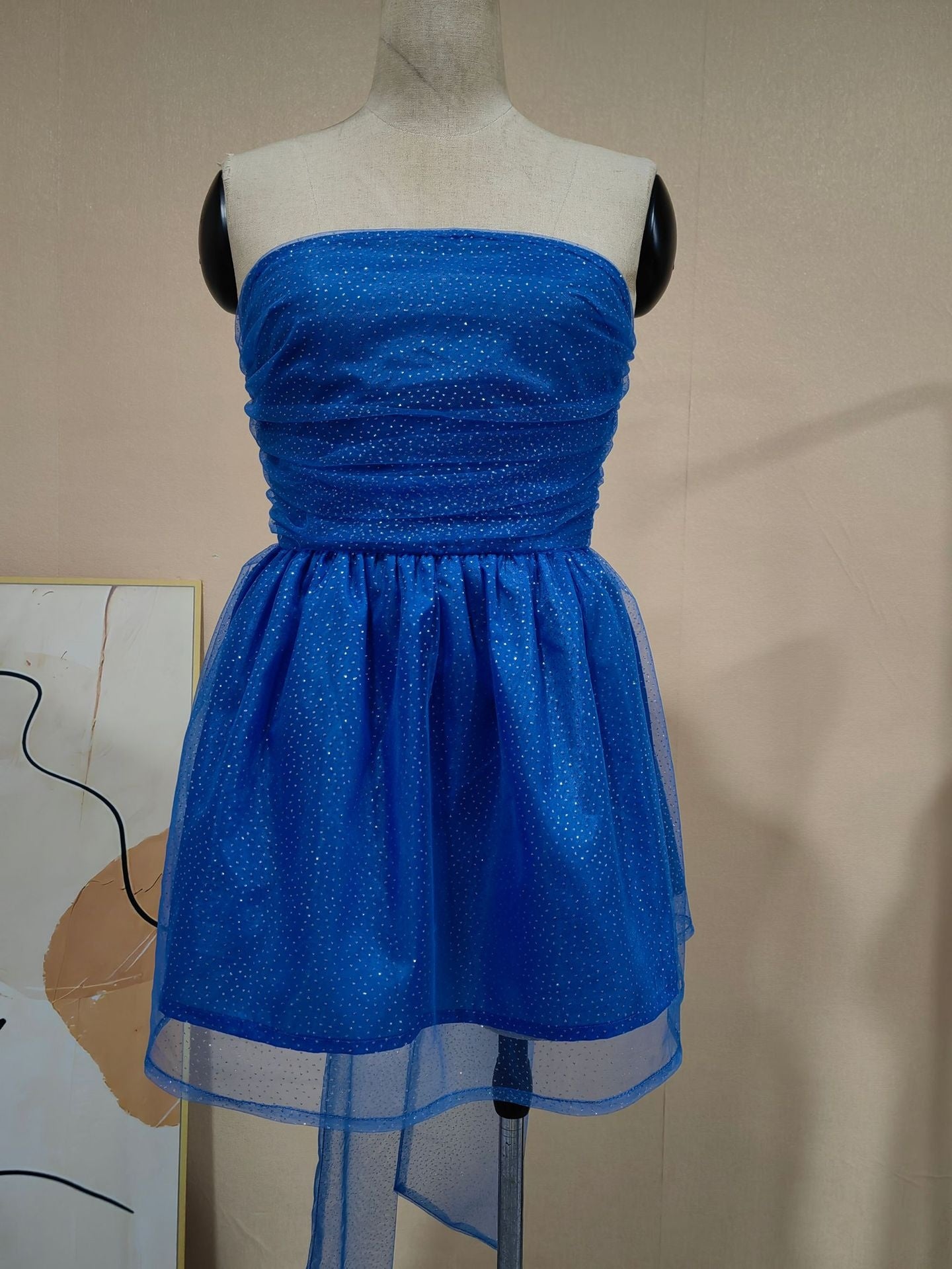 Tube Top Lace Dress With Back Bow-knot Summer Fashion