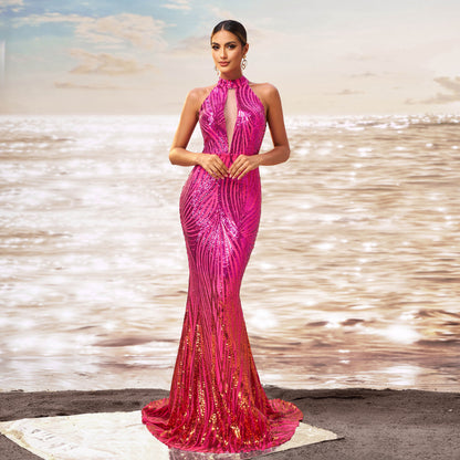 Round Neck Off-the-shoulder Slim-fit Dress