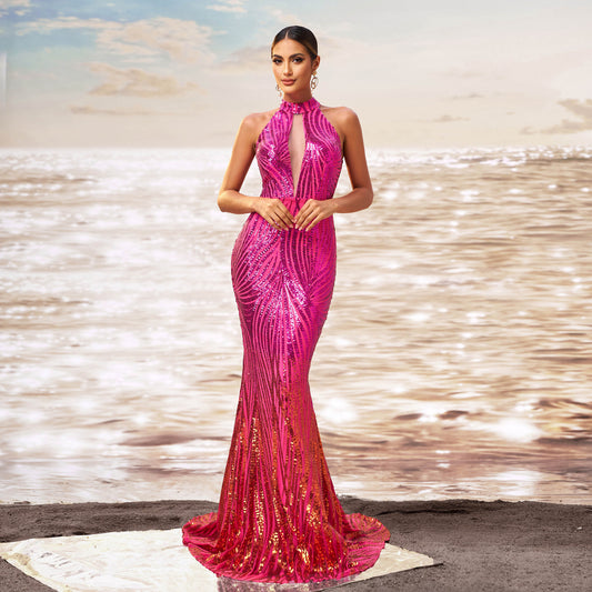 Round Neck Off-the-shoulder Slim-fit Dress