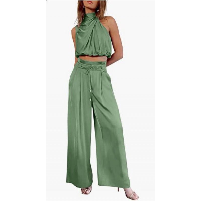 Sleeveless Midriff Top Set