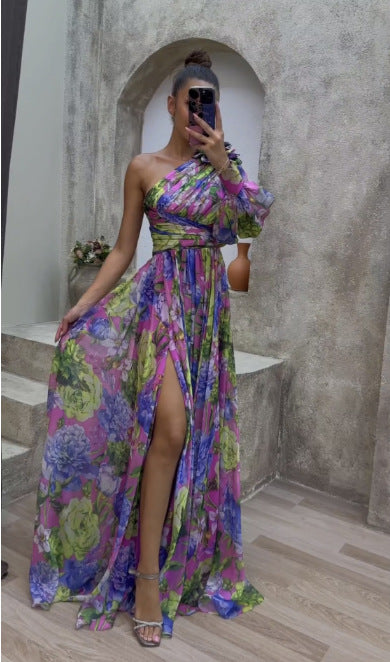 Floral Print Split Maxi Dress