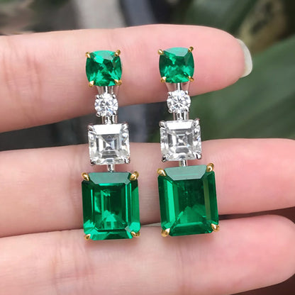 Light Luxury Emerald Cut Zircon Earrings